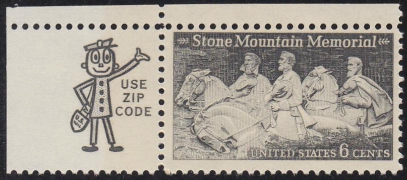 # 1408 (1970) Stone Mountain - Mr. Zip, Sgl, UL, MNH