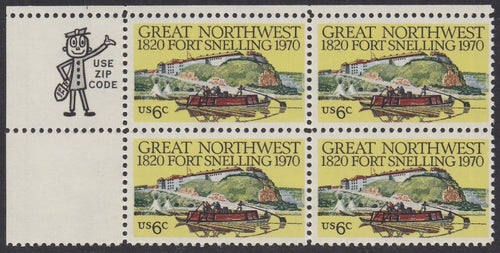 # 1409 (1970) Fort Snelling - Mr. Zip, BK/4, UL, MNH