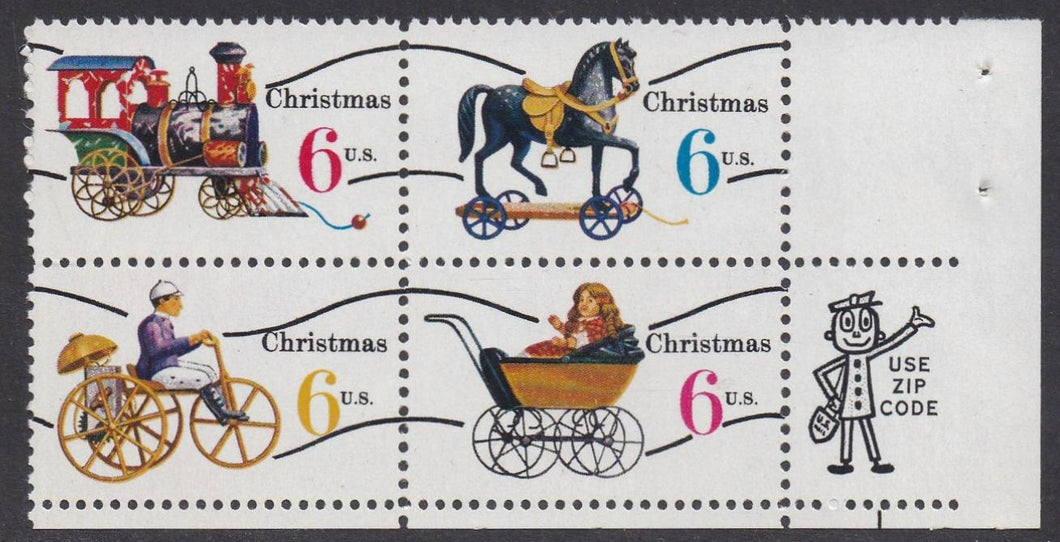 # 1415a-18a (1970) Xmas Toys, Type I, smooth gum, Precan - Mr. Zip, BK/4, LR, MNH