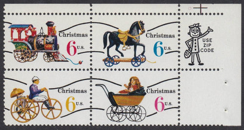 # 1415a-18a (1970) Xmas Toys, Type I, smooth gum, Precan - Mr. Zip, BK/4, UR, MNH