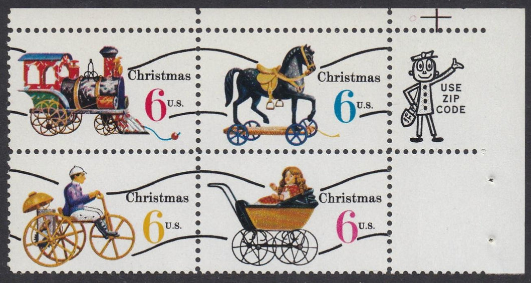 # 1415a-18a (1970) Xmas Toys, Type I, smooth gum, Precan - Mr. Zip, BK/4, UR, MNH