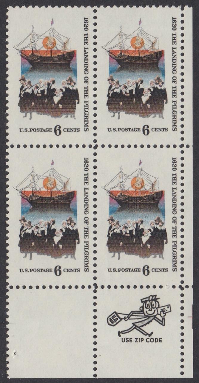 # 1420 (1970) Pilgrims - Mr. Zip, BK/4, LR, MNH