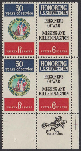 # 1421-22 (1970) DAV & Servicemen - Mr. Zip, BK/4, LR, MNH