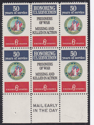 # 1421-22 (1970) DAV & Servicemen - ME, BK/6, B, MNH