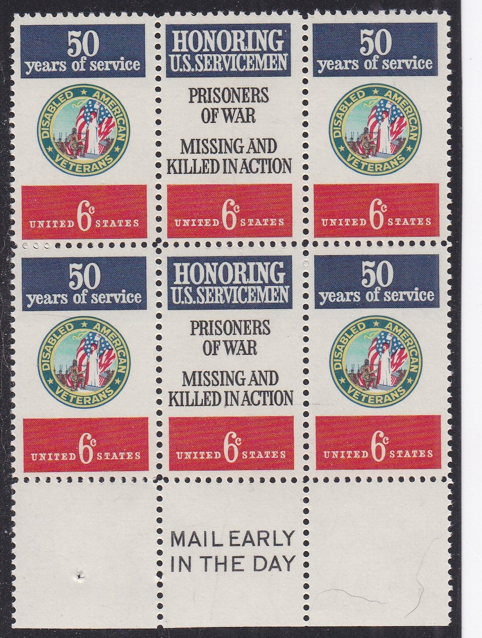 # 1421-22 (1970) DAV & Servicemen - ME, BK/6, B, MNH