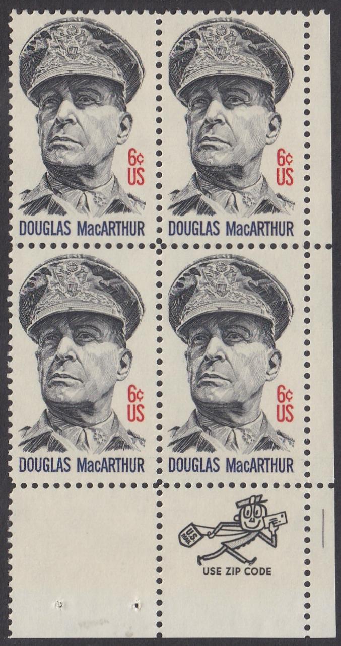 # 1424 (1971) MacArthur - Mr. Zip, BK/4, LR, MNH