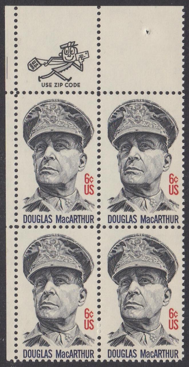 # 1424 (1971) MacArthur - Mr. Zip, BK/4, UL, MNH