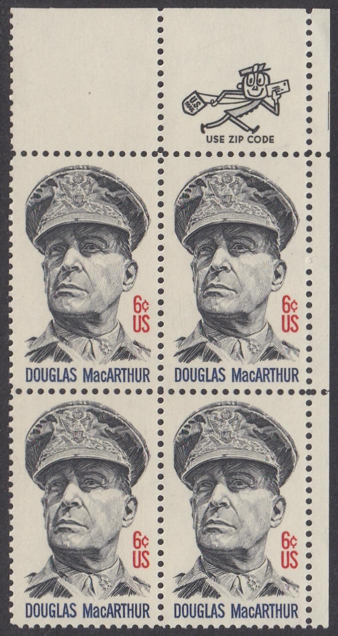 # 1424 (1971) MacArthur - Mr. Zip, BK/4, UR, MNH