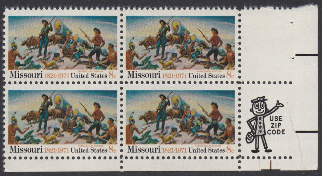 # 1426 (1971) Missouri Statehood - Mr. Zip, BK/4, LR, MNH