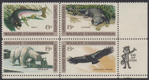 # 1427-30 (1971) Wildlife - Mr. Zip, BK/4, LR, MNH