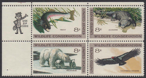 # 1427-30 (1971) Wildlife - Mr. Zip, BK/4, UL, MNH
