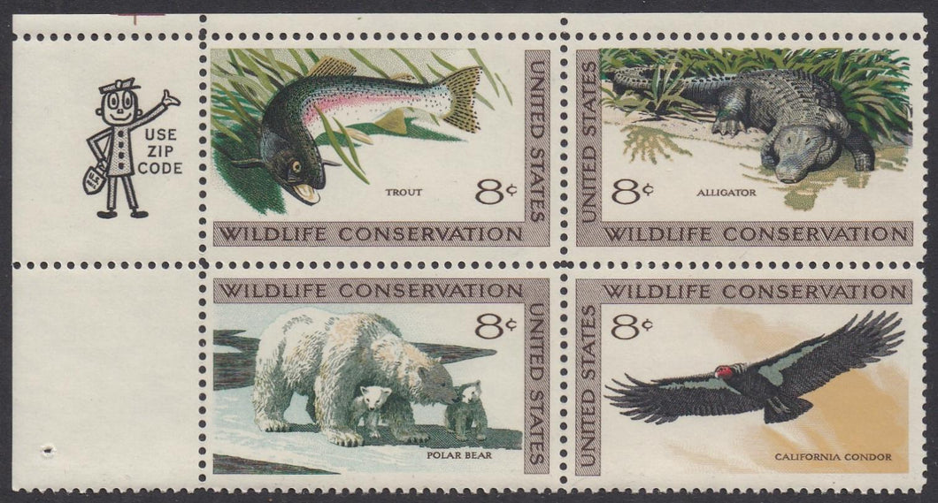 # 1427-30 (1971) Wildlife - Mr. Zip, BK/4, UL, MNH