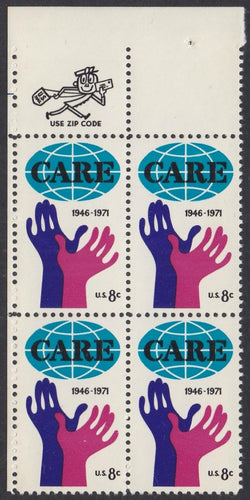 # 1439 (1971) CARE - Mr. Zip, BK/4, UL, MNH