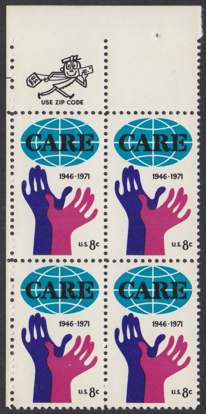 # 1439 (1971) CARE - Mr. Zip, BK/4, UL, MNH