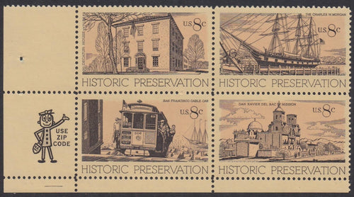 # 1440-43 (1971) Historic Preservation - Mr. Zip, BK/4, LL, MNH