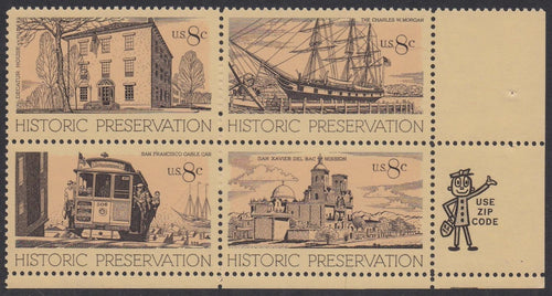 # 1440-43 (1971) Historic Preservation - Mr. Zip, BK/4, LR, MNH