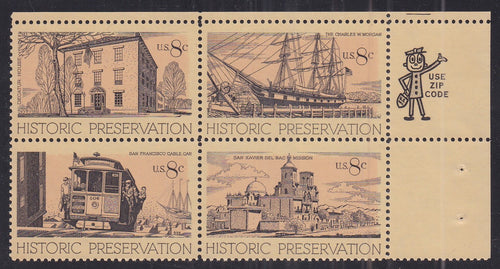 # 1440-43 (1971) Historic Preservation - Mr. Zip, BK/4, UL, MNH