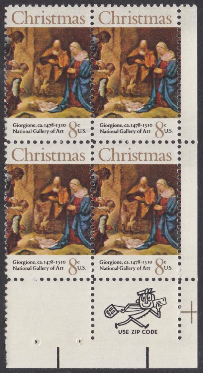 # 1444 (1971) Nativity - Mr. Zip, BK/4, LR, MNH