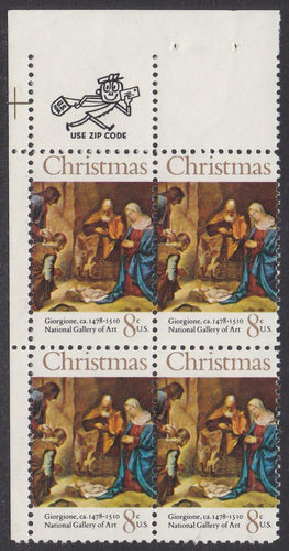 # 1444 (1971) Nativity - Mr. Zip, BK/4, UL, MNH
