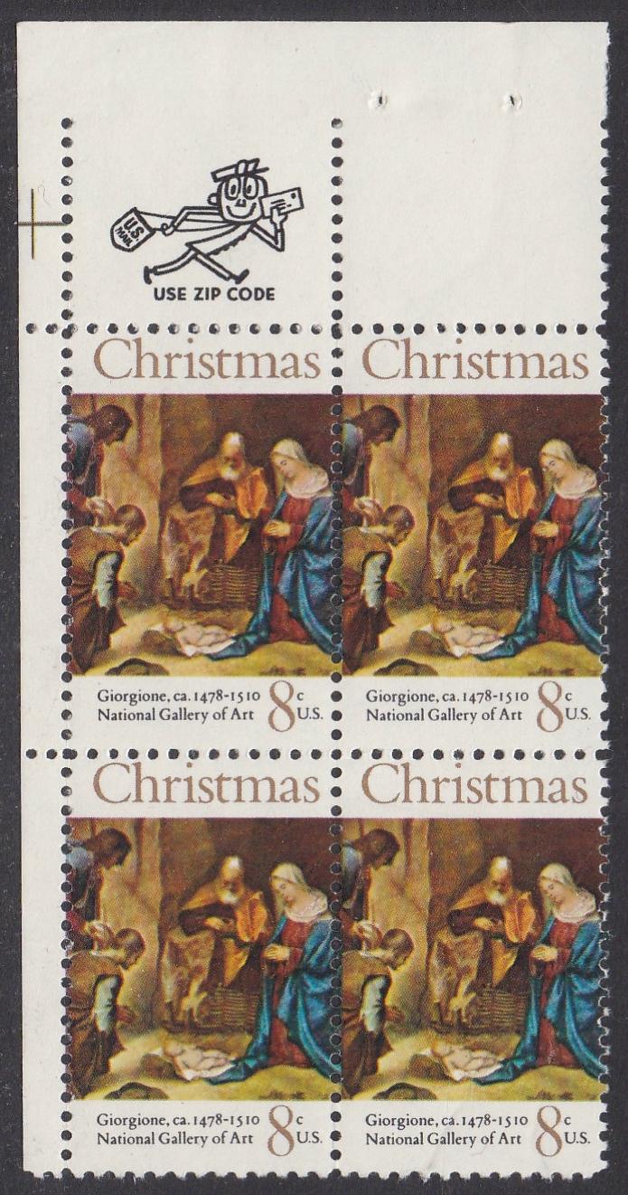 # 1444 (1971) Nativity - Mr. Zip, BK/4, UL, MNH