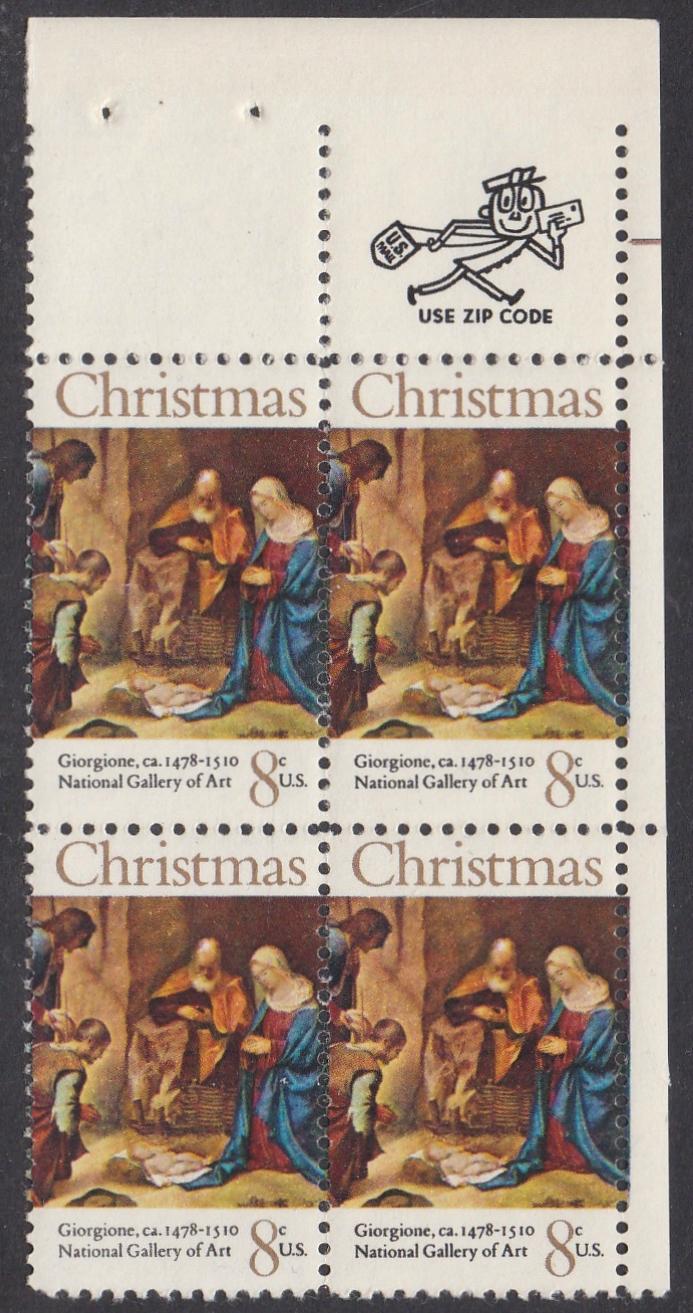 # 1444 (1971) Nativity - Mr. Zip, BK/4, UR, MNH