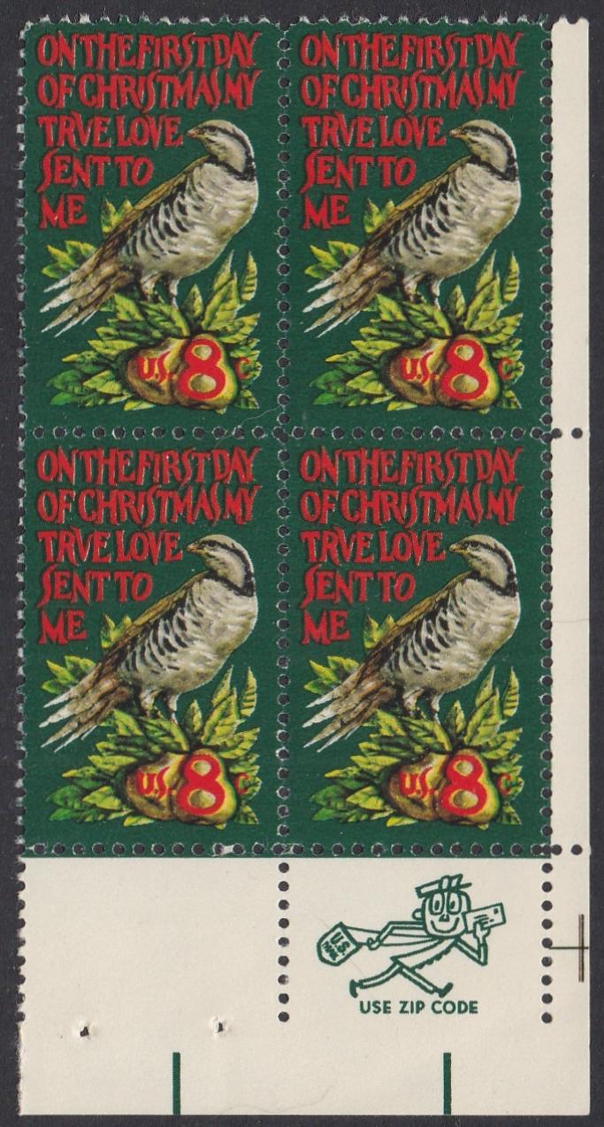 # 1445 (1971) Partridge in Pear Tree - Mr. Zip, BK/4, LR, MNH