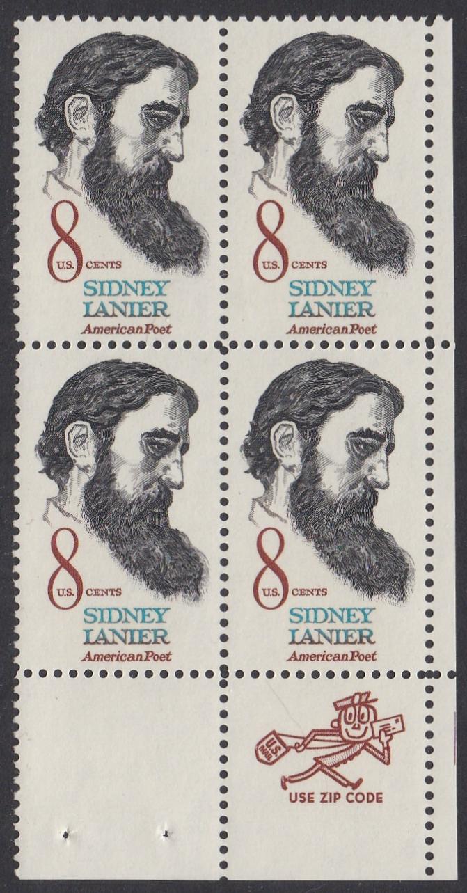 # 1446 (1972) Lanier - Mr. Zip, BK/4, LR, MNH