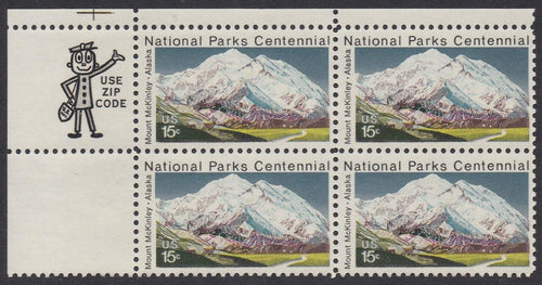 # 1454 (1972) Mt. McKinley - Mr. Zip, UL, BK/4, MNH
