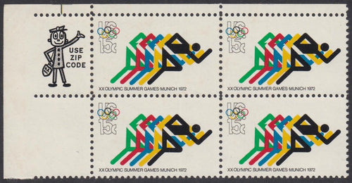 # 1462 (1972) Olympics - Mr. Zip, BK/4, UL, MNH