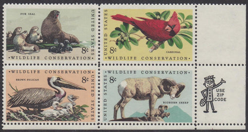 # 1464-67 (1972) Wildlife - Mr. Zip, BK/4, LR, MNH