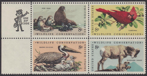 # 1464-67 (1972) Wildlife - Mr. Zip, BK/4, UL, MNH