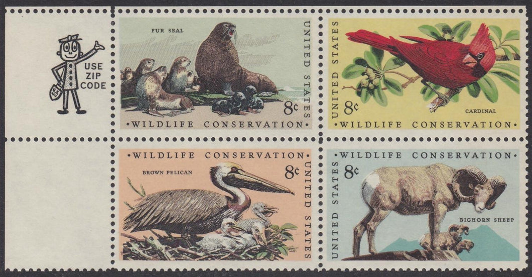 # 1464-67 (1972) Wildlife - Mr. Zip, BK/4, UL, MNH