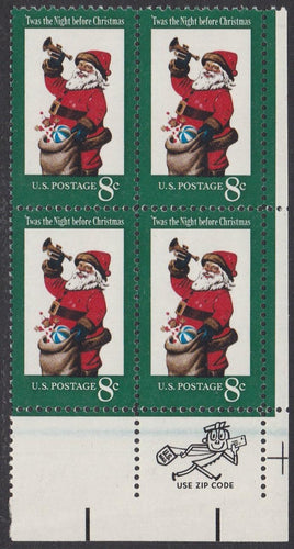 # 1472 (1972) Santa - Mr. Zip, BK/4, LR, XF MNH