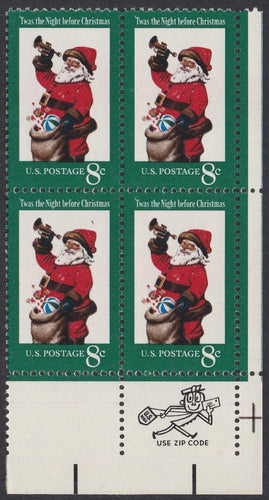 # 1472 (1972) Santa - Mr. Zip, BK/4, LR, MNH
