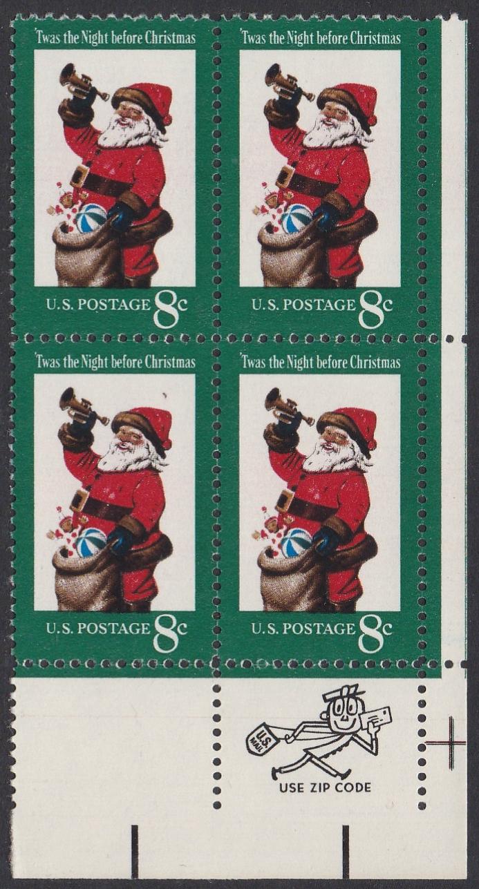 # 1472 (1972) Santa - Mr. Zip, BK/4, LR, MNH