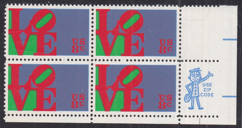 # 1475 (1973) Love - Mr. Zip, BK/4, LR, XF MNH