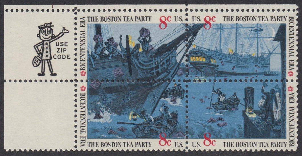 # 1480-83 (1973) Tea Party - Mr. Zip, BK/4, UL, MNH