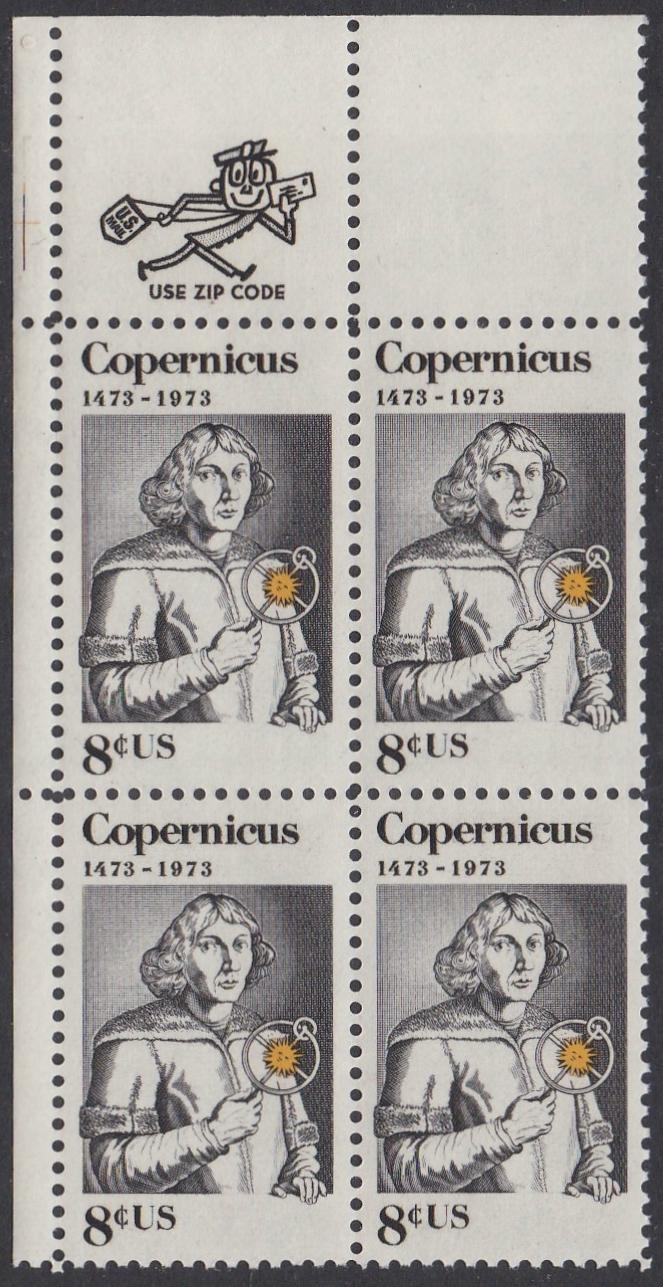 # 1488 (1973) Copernicus - Mr. Zip, BK/4, UL, MNH