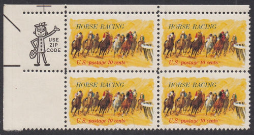 # 1528 (1974) Horse Racing - Mr. Zip, BK/4, UL, MNH