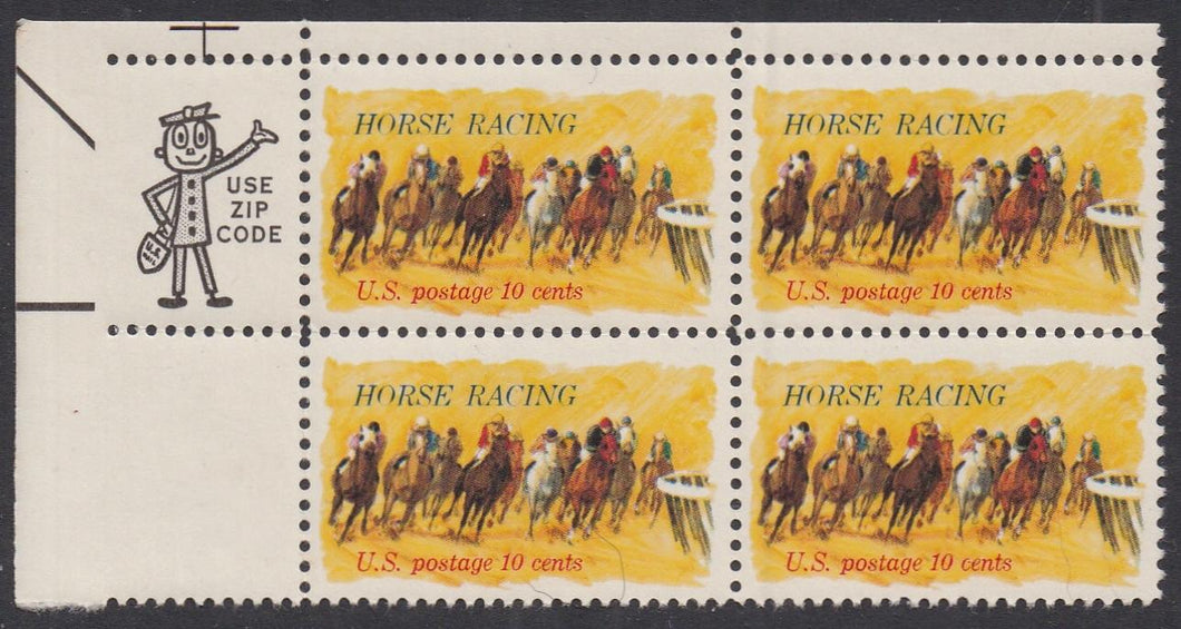 # 1528 (1974) Horse Racing - Mr. Zip, BK/4, UL, MNH