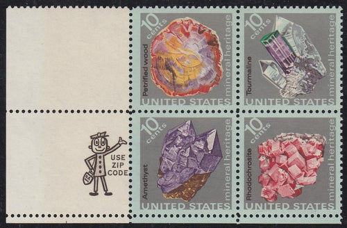 # 1538-41 (1974) Minerals - Mr. Zip, BK/4, LL, XF MNH