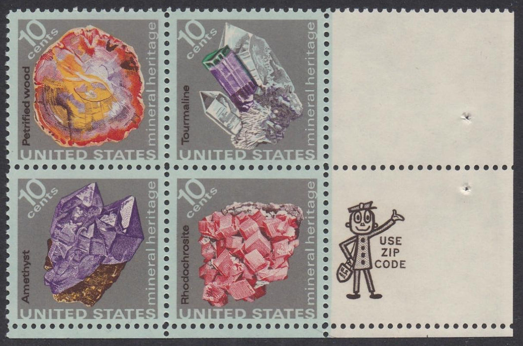 # 1538-41 (1974) Minerals - Mr. Zip, BK/4, LR, MNH