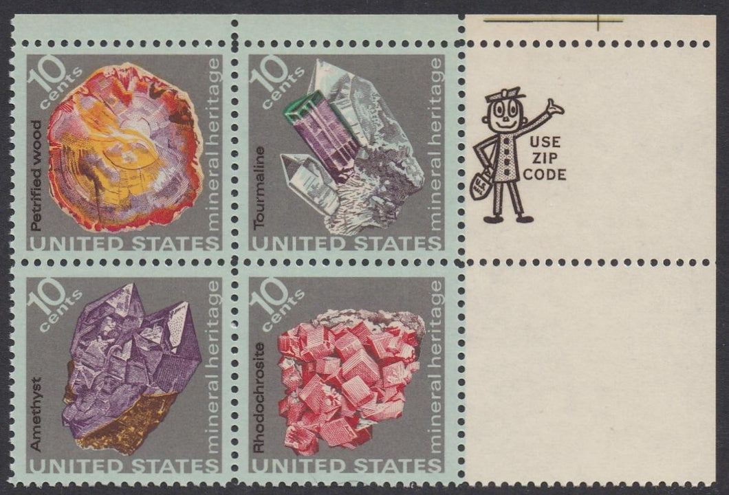 # 1538-41 (1974) Minerals - Mr. Zip, BK/4, UR, MNH