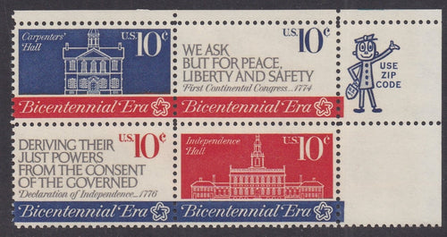 # 1543-46 (1974) Continental Congress - Mr. Zip, BK/4, UR, MNH
