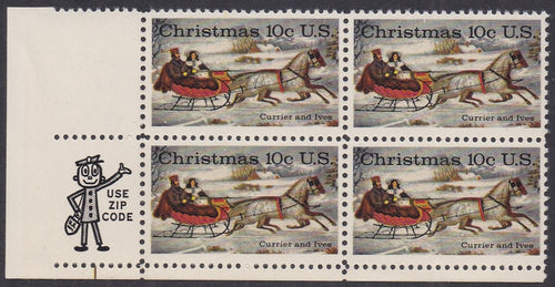 # 1551 (1974) Xmas Sleigh Ride - Mr. Zip, BK/4, LL, MNH