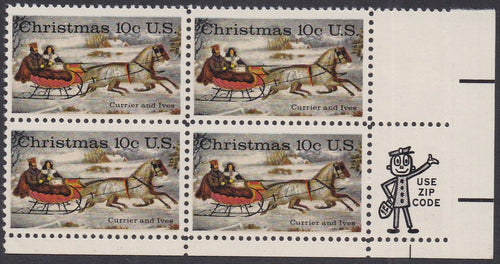 # 1551 (1974) Xmas Sleigh Ride - Mr. Zip, BK/4, LR, MNH