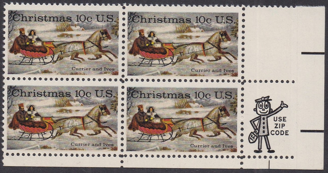 # 1551 (1974) Xmas Sleigh Ride - Mr. Zip, BK/4, LR, MNH