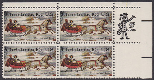 # 1551 (1974) Xmas Sleigh Ride - Mr. Zip, BK/4, UR, MNH