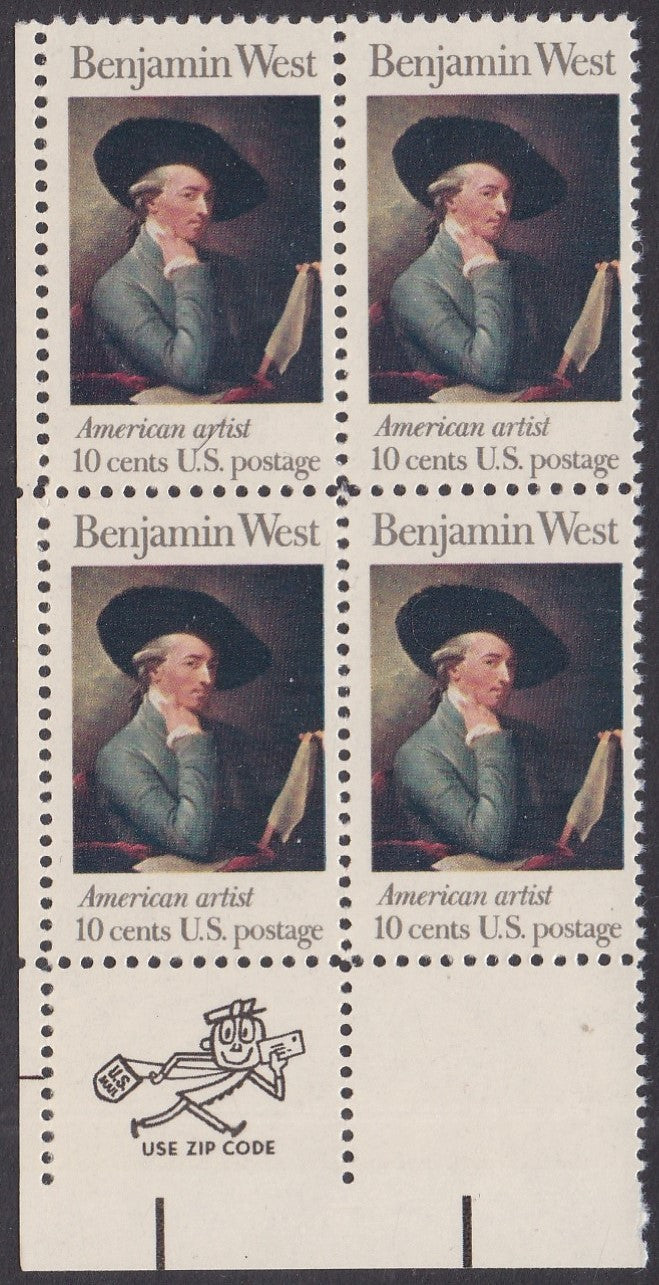 # 1553 (1975) Benjamin West - Mr. Zip, BK/4, LL, MNH