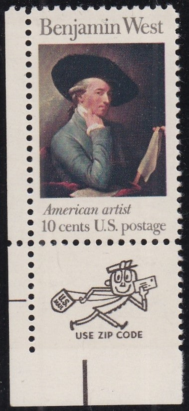 # 1553 (1975) Benjamin West - Mr. Zip, Sgl, LL, MNH